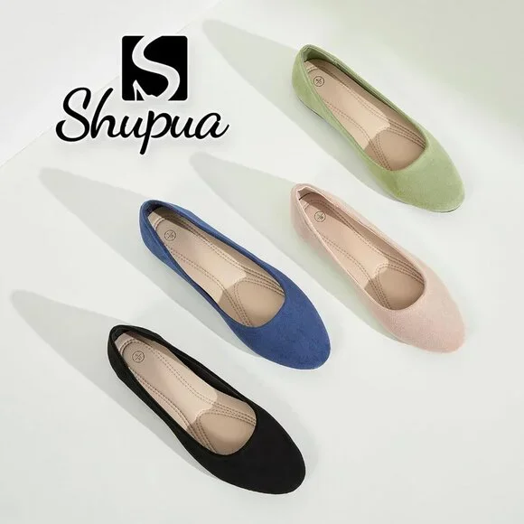 Women's Navy Round Toe Flat Dressy Ballet Flats Comfortable Dress Shoes - Picture 8 of 9